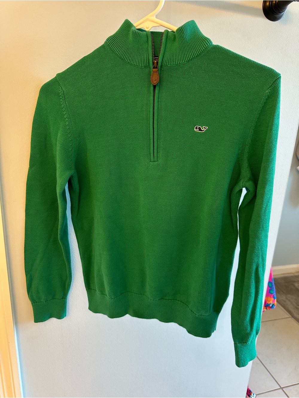 Vineyard Vines Boy's Green Quarter-Zip Sweater